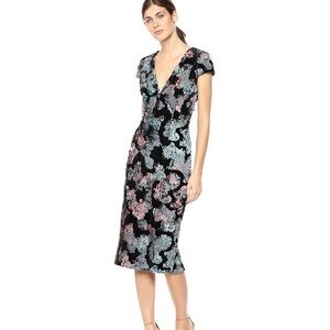 Dress the Population Jaleah Black Velvet Sequin Midi Dress